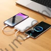 10000 mAh powerbank beépített kábelekkel USB-C Lightning USB, kijelző, fekete