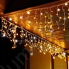 500 LED-es melegfehér karácsonyi jégcsap sziporkázó fényfüzér, 25 méter