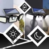 LED-es napelemes kültéri lámpa 3 az 1-ben: szürkület- és mozgásérzékelővel, erős