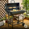 Nagyméretű faszenes kerti grill, füstölő hőmérővel - profi élmény otthon