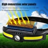 Napelemes fejlámpa COB LED és középső LED-del, 1200mAh akkumulátor, USB töltés