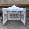 Összecsukható kerti pavilon + ablakos oldalfal 3x3m-es méretben - fehér