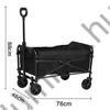 Összecsukható kerti strandkocsi masszív, nagy teherbírással, minden terep fekete