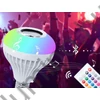 RGB LED izzó beépített Bluetooth hangszóróval és távirányítóval, E27 foglalat,