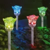 Rózsa formájú napelemes kerti LED lámpa - színváltós, IP44, 36,5 cm