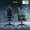 Zelux RGB LED-es gamer szék párnával, karfával kék-fekete színben