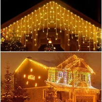 180 LED-es programozható karácsonyi jégcsap fényfüzér melegfehér fény, 8,5 m 180 LED-es programozható karácsonyi jégcsap fényfüzér melegfehér fény, 8,5 m