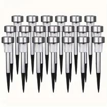 24 db leszúrható napelemes inox LED kerti világítás, hidegfehér, 30 cm magas
