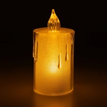 Átlátszó LED mécses, meleg fényű - 8 cm, elemes, dekoratív, biztonságos