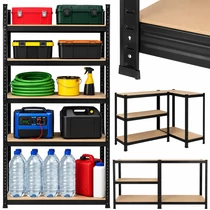 Fém tároló polc 180x90x40 cm, 5 polcos, 1000 kg teherbírás, fekete