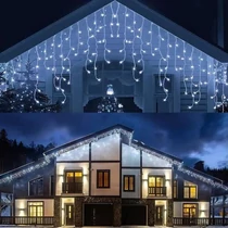 Hidegfehér fényű, 25 m-es jégcsap LED fényfüzér – 500 energiatakarékos LED-del