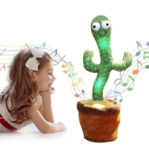 Interaktív táncoló, zenélő, világító kaktusz-hangfelvétellel, USB kábellel