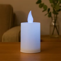 LED mécses fehér gyertya - fehér láng - elemmel