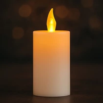 LED Mécses fehér - sárga láng - elemmel