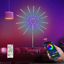 LED okos dekorvilágítás tüzijáték mintával RGB fénnyel telefon távírányítós