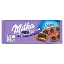 Milka & Oreo Sandwich kakaós kekszek vaníliaízű, tejes krémtöltelékkel 100g