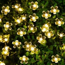 Napelemes cseresznyevirág LED fényfüzér MELEGFEHÉR