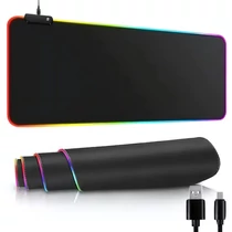 RGB világítású gamer egérpad XL méret, USB-s, csúszásmentes, 11 fényhatással