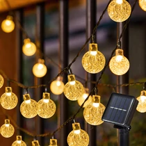 Szolár LED fényfüzér 50 gömbbel, meleg fehér, 7 m, 8 világítási mód