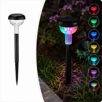 Szolár LED leszúrható kerti lámpa - színváltós, kültéri dekor világítás, 30 cm