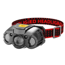 Vízálló LED fejlámpa COB+LED 180lm, akkumulátoros, USB tölthető, mozgásérzékelős