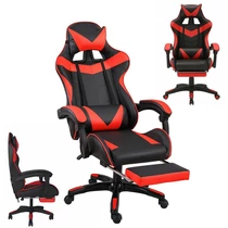 Zelux gamer szék öko-bőr borítással, lábtartóval, karfáfal fekete-piros Zelux gamer szék öko-bőr borítással, lábtartóval, karfáfal fekete-piros