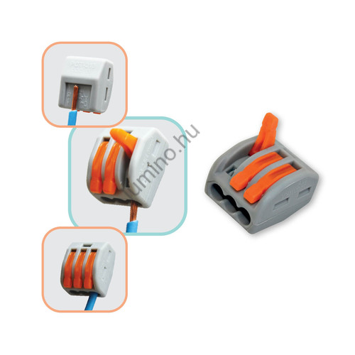 3-utas vezetékösszekötő szett, 0.2-4 mm2, 32A, 250V/4kV, 10 db-os kiszerelés