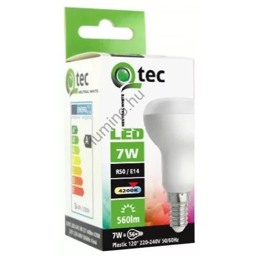 QTEC LED izzó Spot R50 7W E14 Fényforrás 2700K