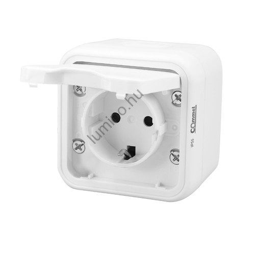 Bura fehér felületi Schuko dugalj, 16A, 250V, IP55, gyors szereléssel