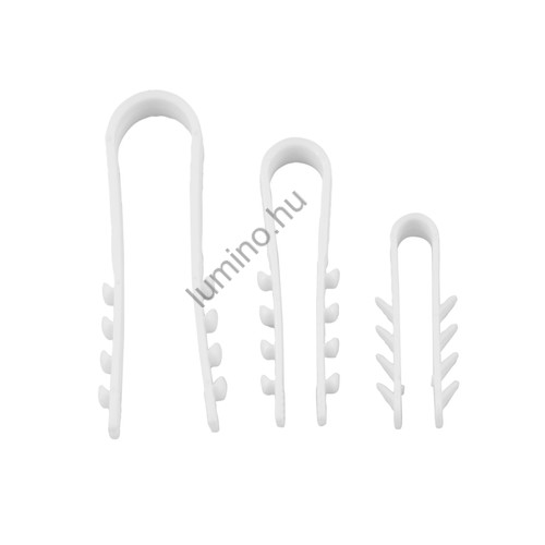 Kábelrögzítő dübel, 3-6 mm, fehér, 15 db-os kiszerelés, stabil falra rögzítéshez