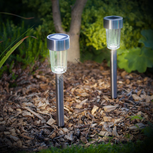 LED-es kültéri szolárlámpa - fém - hidegfehér - 19 cm