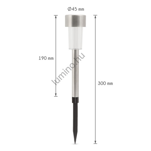LED-es kültéri szolárlámpa - fém - hidegfehér - 19 cm