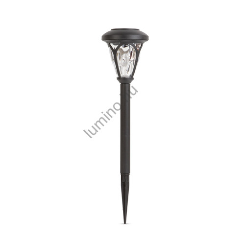 LED-es szolár lámpa - leszúrható, mintás plexivel - fekete - 300 mm