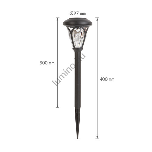 LED-es szolár lámpa - leszúrható, mintás plexivel - fekete - 300 mm