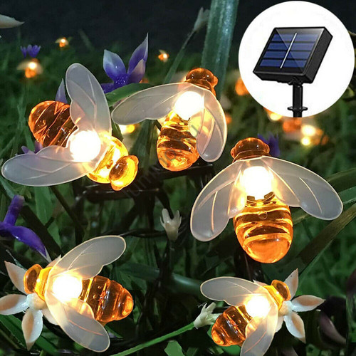 LED napelemes FÉNYFÜZÉR - MÉHECSKE - 20 LED - MELEGFEHÉR