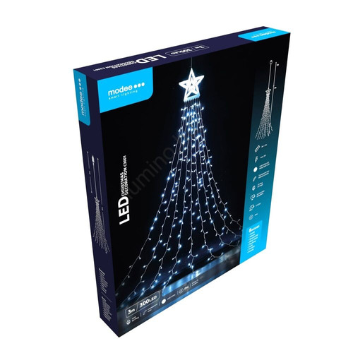 LED Csillagos karácsonyi fényfüzér, 6 m, 300 LED, hideg fehér fény, IP44, 8 mód