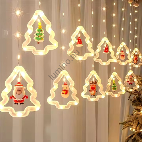 Karácsonyi figurás 110 LED 3 métes melegfehér fényfüzér dekoráció - 8 programos