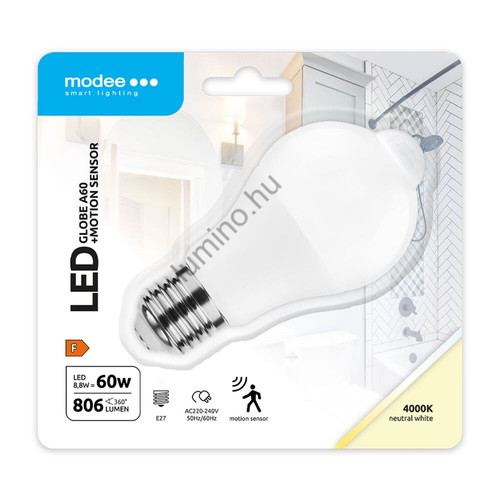 Modee LED Smart (PIR Sensor) mozgásérzékelős Globe (Gömb) A60 8,8W E27 4000K