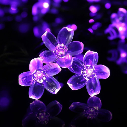 Napelemes fényfüzér, 50 LED, cseresznyefa virág design, lila Sakura, 5m, kültéri Napelemes fényfüzér, 50 LED, cseresznyefa virág design, lila Sakura, 5m, kültéri