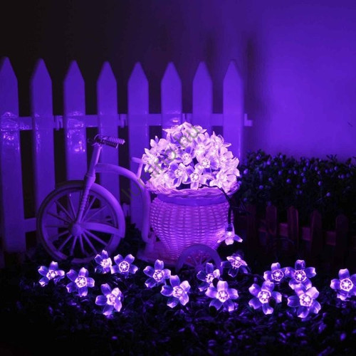 Napelemes fényfüzér, 50 LED, cseresznyefa virág design, lila Sakura, 5m, kültéri Napelemes fényfüzér, 50 LED, cseresznyefa virág design, lila Sakura, 5m, kültéri