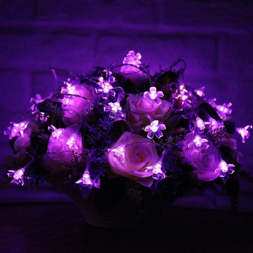 Napelemes fényfüzér, 50 LED, cseresznyefa virág design, lila Sakura, 5m, kültéri Napelemes fényfüzér, 50 LED, cseresznyefa virág design, lila Sakura, 5m, kültéri