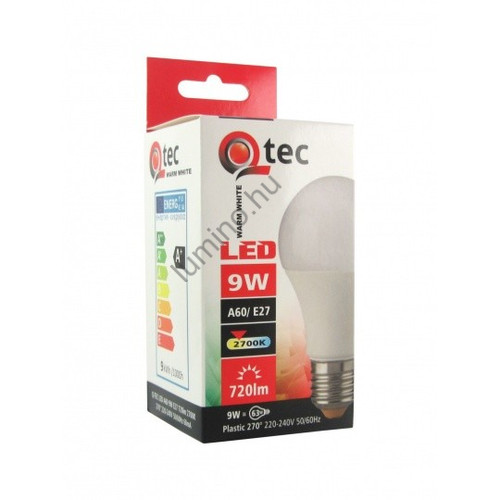 QTEC LED Izzó A60 9W E27 Gömb Fényforrás 2700K