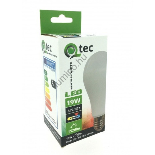 QTEC LED Izzó A65 19W E27 Gömb Fényforrás 4200K (1520 lumen) QTEC LED Izzó A65 19W E27 Gömb Fényforrás 4200K (1520 lumen)