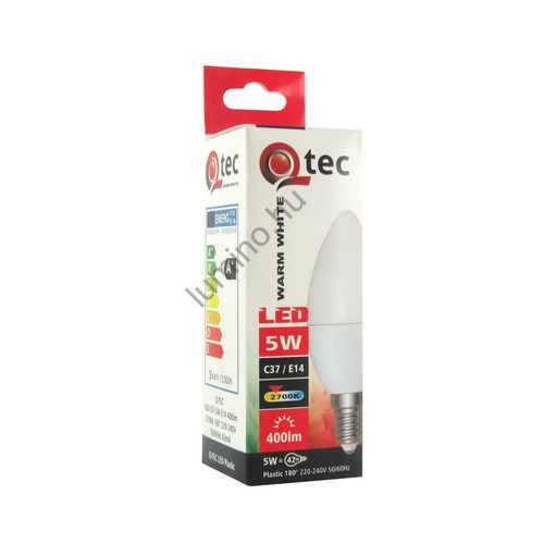 QTEC LED Izzó 5W E14 C37 Gyertya Fényforrás 2700K