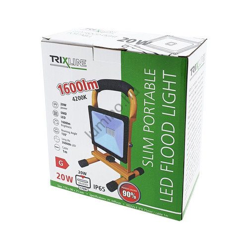 TRIXLINE hordozható LED reflektor, 20W, 1600 lumen, 4200K, IP64, 120° sugárzási TRIXLINE hordozható LED reflektor, 20W, 1600 lumen, 4200K, IP64, 120° sugárzási