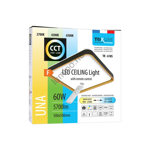 UNA 60W LED Mennyezeti Lámpa – 5700lm, 50x50cm, Állítható CCT (2700K-6500K) UNA 60W LED Mennyezeti Lámpa – 5700lm, 50x50cm, Állítható CCT (2700K-6500K)