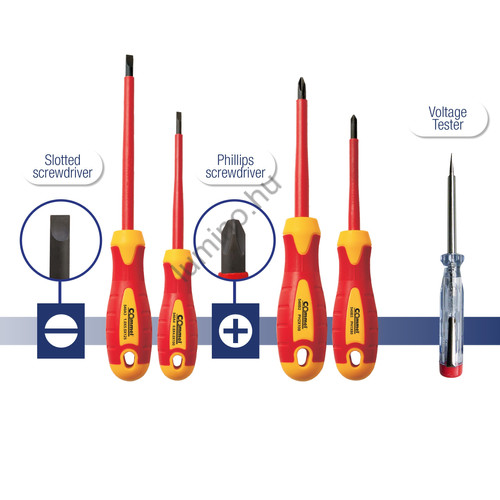 VDE szigetelt csavarhúzó készlet, 5 db, SL & PH, 1000V, IEC 60900 tanúsítvánnyal