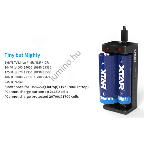 XTAR MC2 kétcsatornás Li-ion akkumulátor töltő 2db akkuhoz