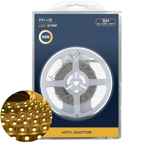 Zelux LED Szalag - 5m 12W/m 3000K IP20, 5050