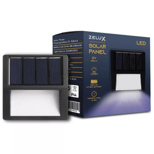 Zelux modern napelemes LED kültéri falilámpa, lépcsőlámpa, fényérzékelős -fekete Zelux modern napelemes LED kültéri falilámpa, lépcsőlámpa, fényérzékelős -fekete